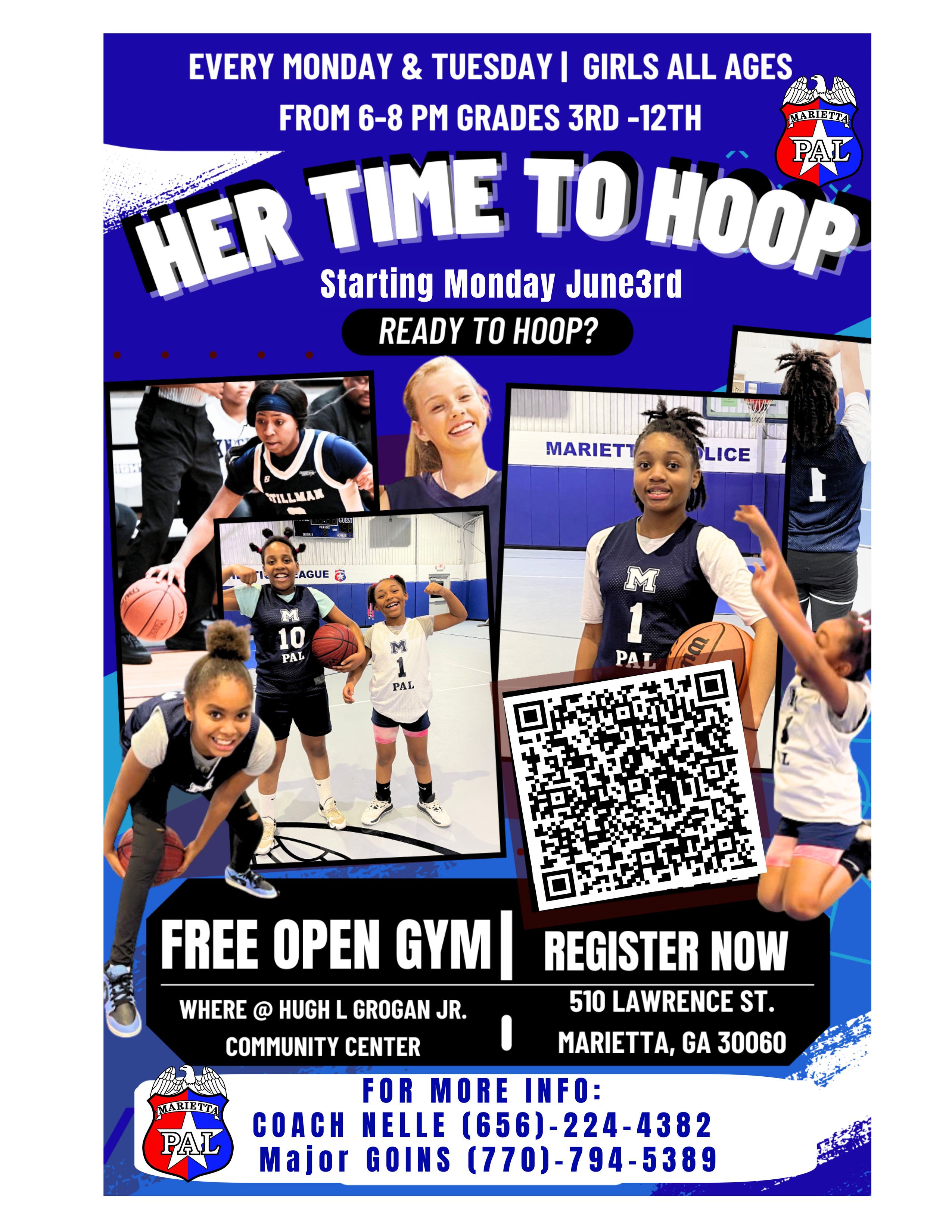 Marietta PALS Basketball Camp. Scan QR Code to register 
